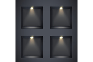 Black Wall Niches With Spotlight