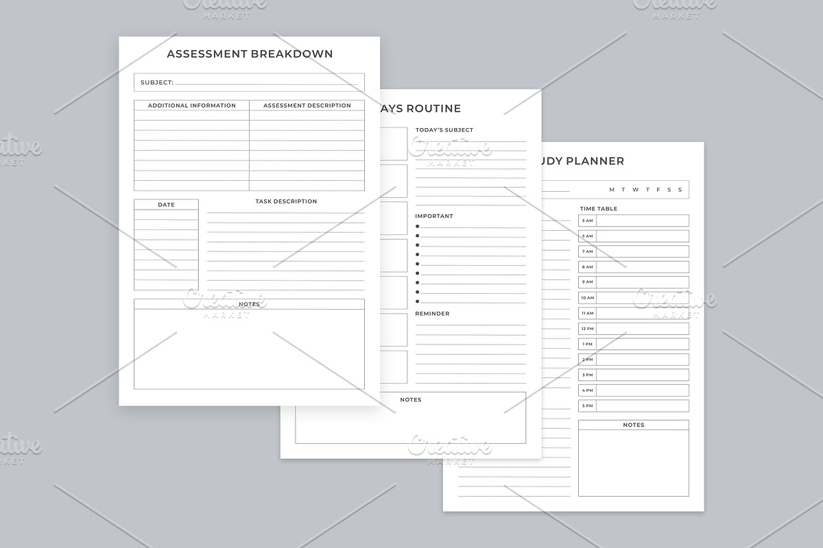 Study Planning Pages Set V-03, a Stationery Template by shahsoft (Photo 2 of 3)