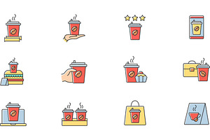 Coffee To Go Color Icons Set