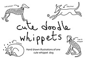 Cute Doodle Whippet Dogs, an Animal Illustration by Liz Pengilley Studio (Thumbnail 1 of 4)