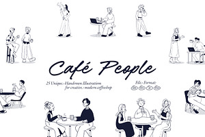 Café People – Hand-Drawn Coffee Shop, a Person Illustration by Invisual Studio
