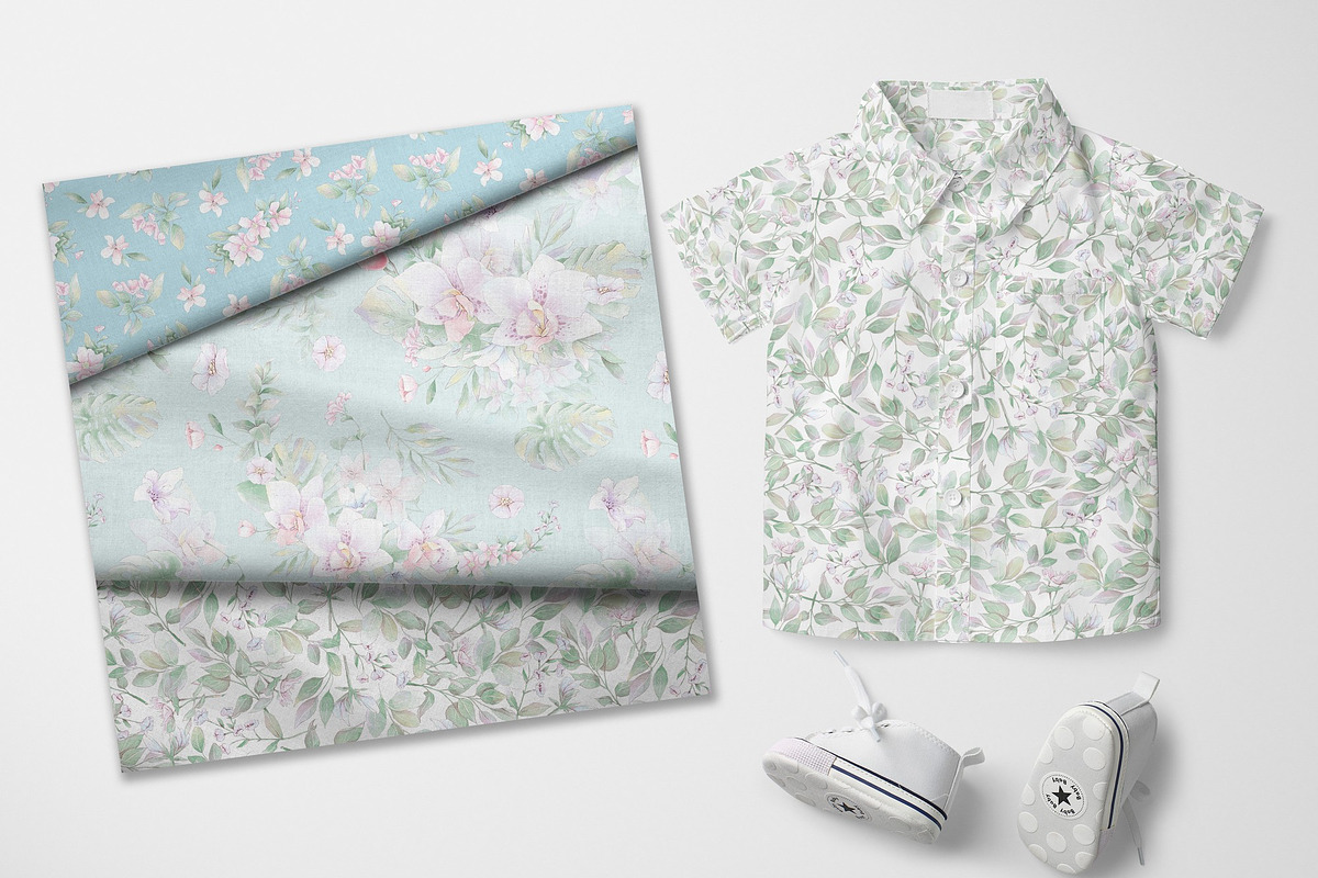 Delicate orchids. Seamless patterns, a Pattern Graphic by Yuliya Art (Photo 7 of 8)