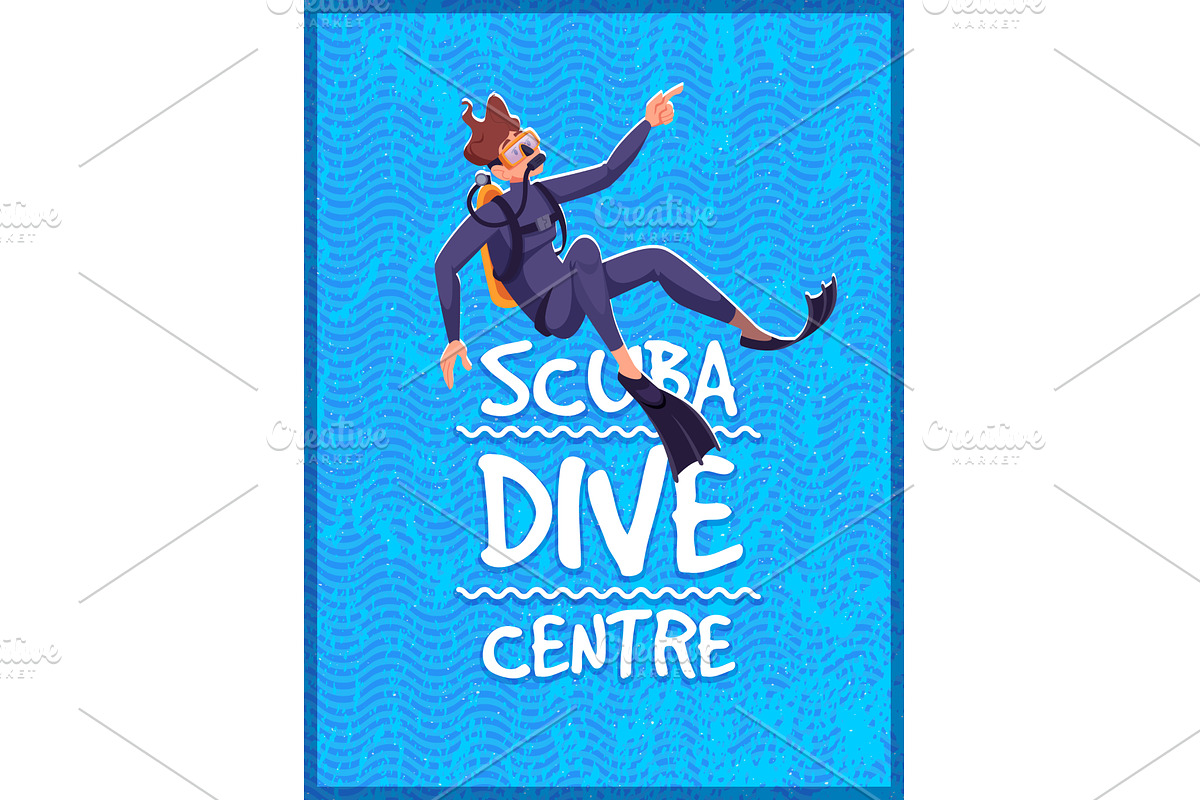 Diving poster. scuba diving retro, a Sport Illustration by Onyx