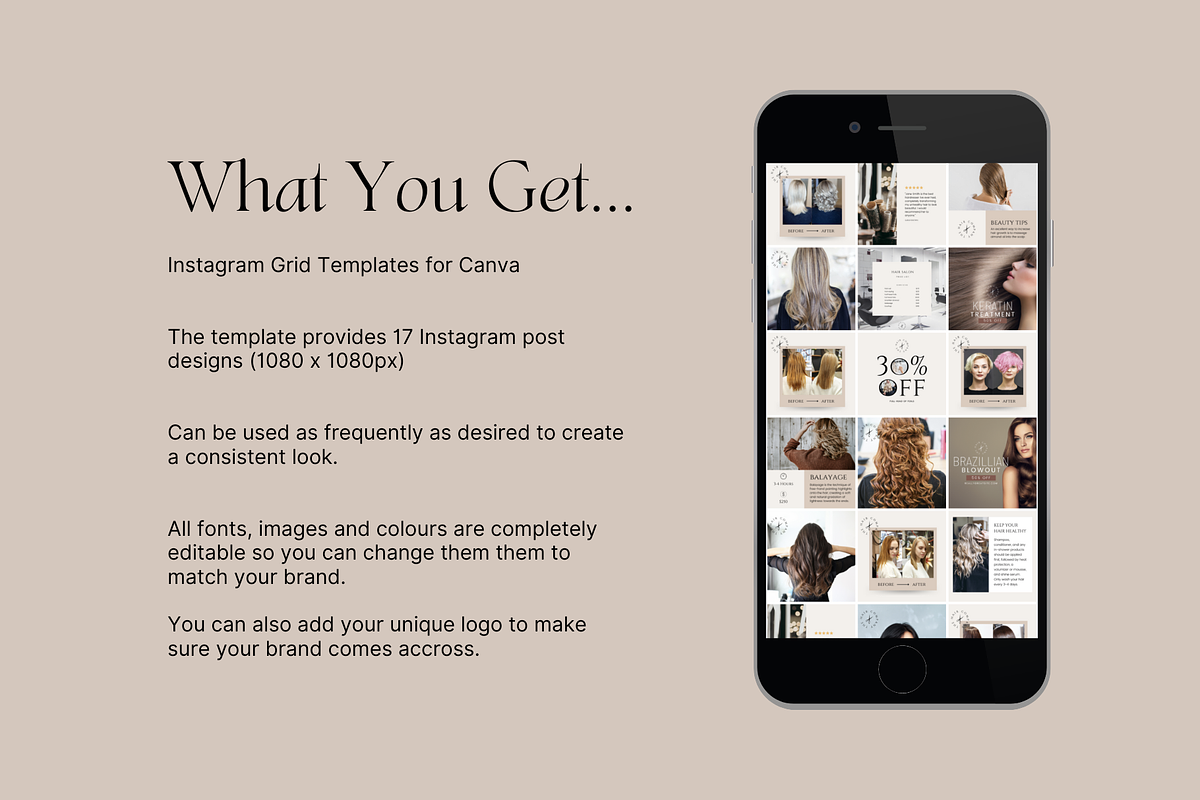 Luxury Hair Salon Instagram Grid, a Social Media Template by Sincerely Media (Photo 2 of 11)