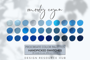 Moody Cyan Procreate Color Palette