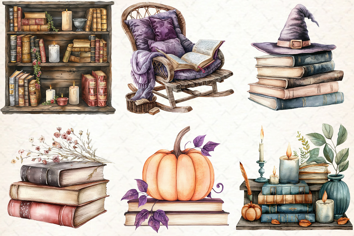 Haunted Bookstore Clipart, an Illustration by Libby Wishes (Photo 4 of 9)
