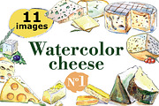 Watercolor cheese vector set, a Food Illustration by miminoshka (Thumbnail 1 of 10)