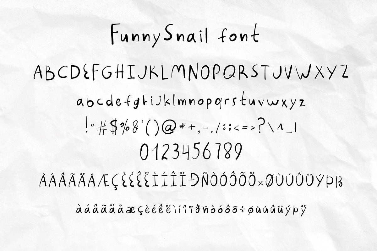 FunnySnail handwritten kids font, a Handwritten Font by JuliyArt (Photo 4 of 12)