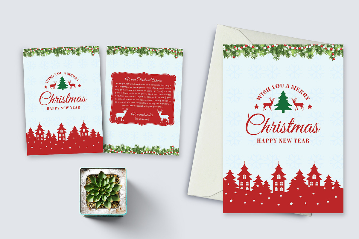 Christmas & New Year Cards Bundle, a Card Template by graphypix (Photo 4 of 6)