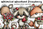 Whimsical Woodland Strawberry Clipar, an Illustration by Libby Wishes (Thumbnail 1 of 7)