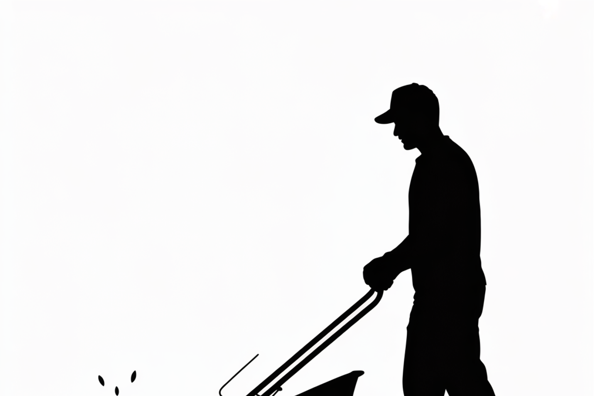silhouette of a man mowing the lawn, an Illustration by Amazin_art (Photo 8 of 21)