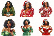Black Curvy Girl Christmas Clipart, an Illustration by OK Design (Thumbnail 2 of 5)