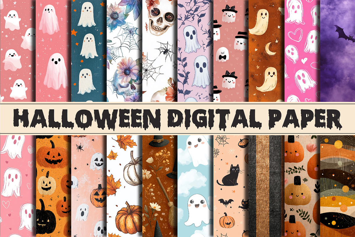 Halloween digital paper, a Pattern Graphic by Libby Wishes