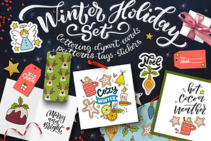 Winter Holiday Graphics Set, a Decorative Illustration by Anna Krestiannykova