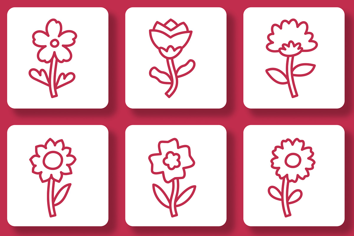 Flowers Outline Icon Pack, an Outline Icon by Tekuni (Photo 7 of 12)