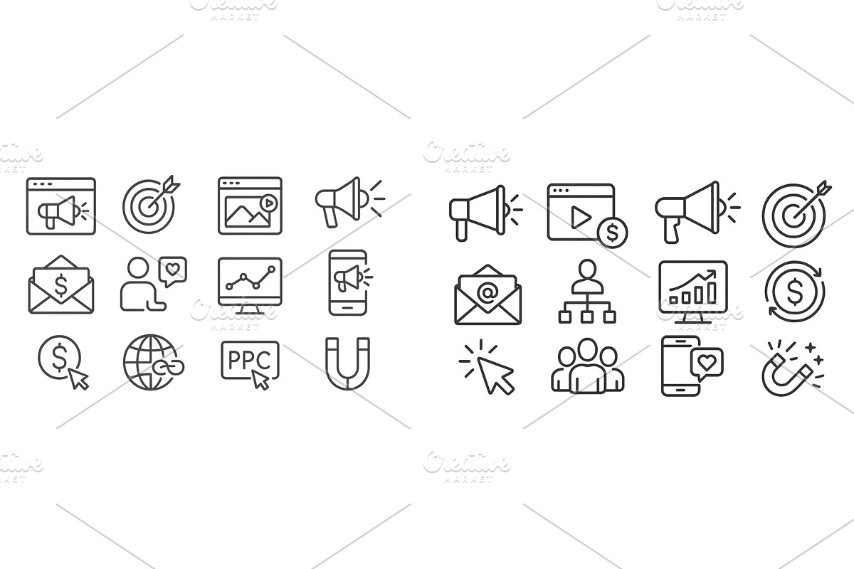 Collection of marketing icons, an Object Illustration by ZinetroN