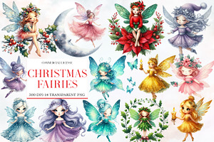 Christmas fairies clipart, an Illustration by Designworld