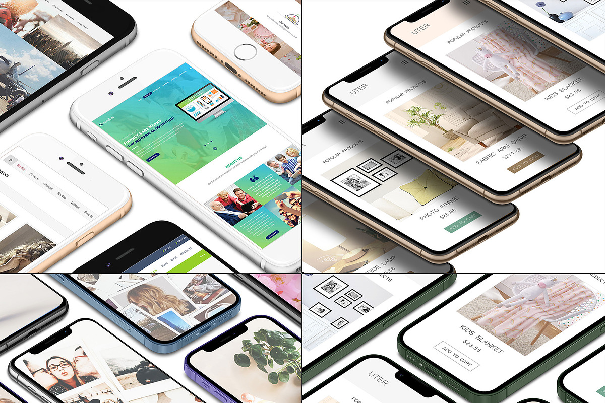 Realistic 3D iPhone Mock-Up Bundle 1, an iPhone Mockup by Graphicsworld125 (Photo 1 of 15)