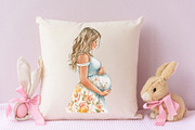 Pregnant Woman Watercolor Clipart, an Illustration by RobertsArt (Thumbnail 5 of 7)