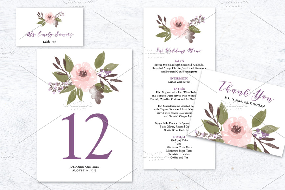 Watercolor Floral Wedding Suite, an Invitation Template by La Bella Rue (Photo 3 of 4)