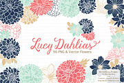 Modern Dahlia Clipart & Vectors, an Illustration by Amanda Ilkov (Thumbnail 1 of 4)