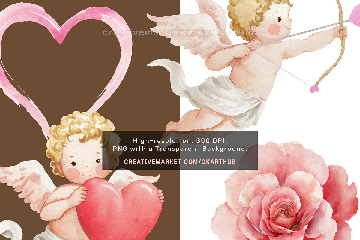 Romantic Valentine Clipart Set, a Decorative Illustration by OKArtHub (Photo 8 of 11)