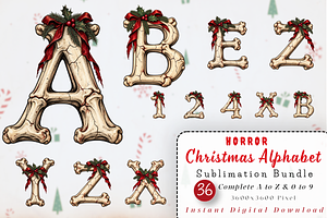 Horror Christmas Bone Alphabets