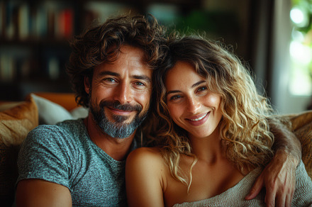 Couple enjoying a cozy moment togeth, a Photo by Tanuart