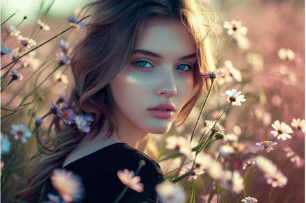 Beautiful girl fashion in flowers, a Beauty & Fashion Photo by Ylivdesign