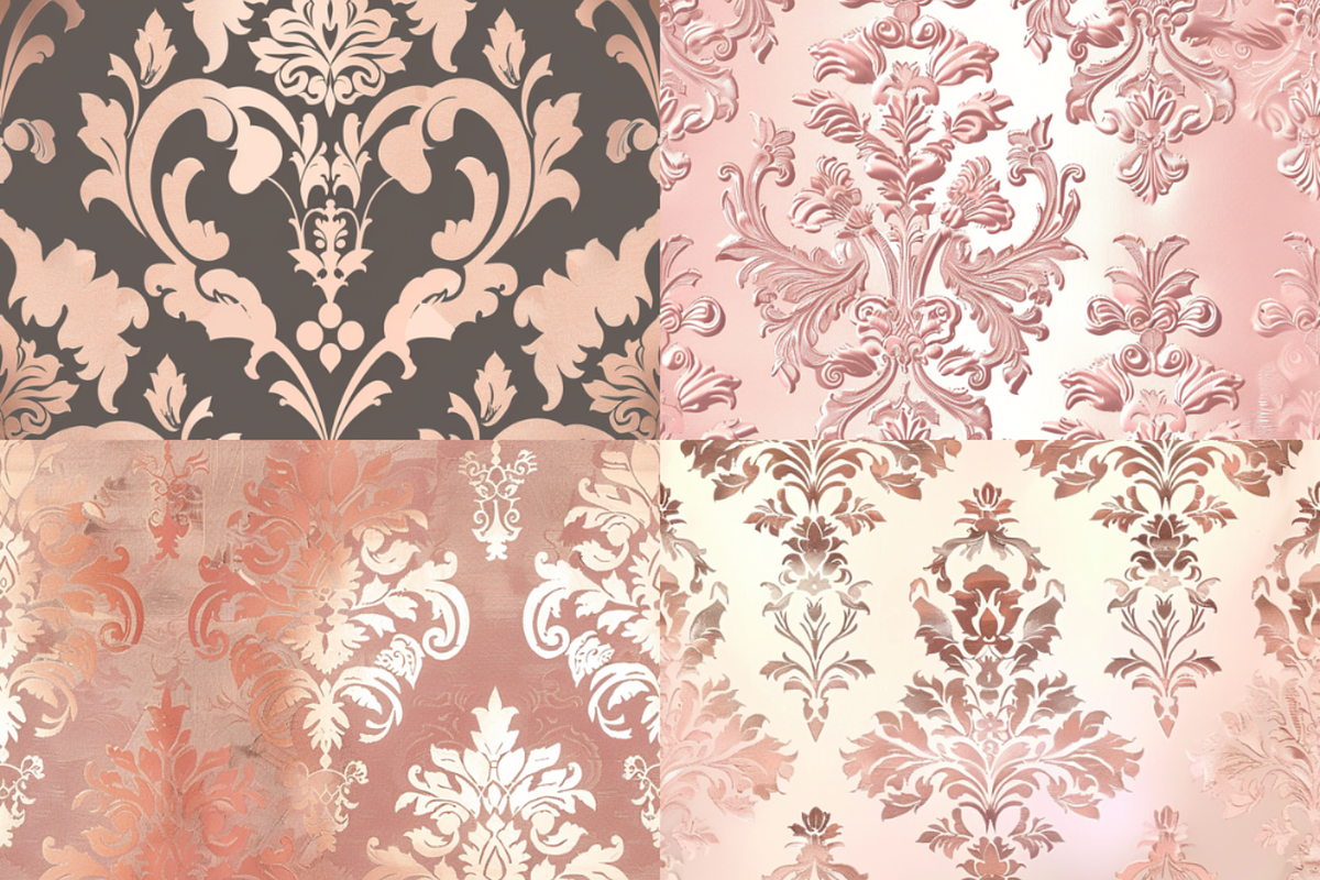 Rose Gold Damask Seamless Patterns, a Pattern Graphic by PrintablesByFranklyn (Photo 3 of 6)