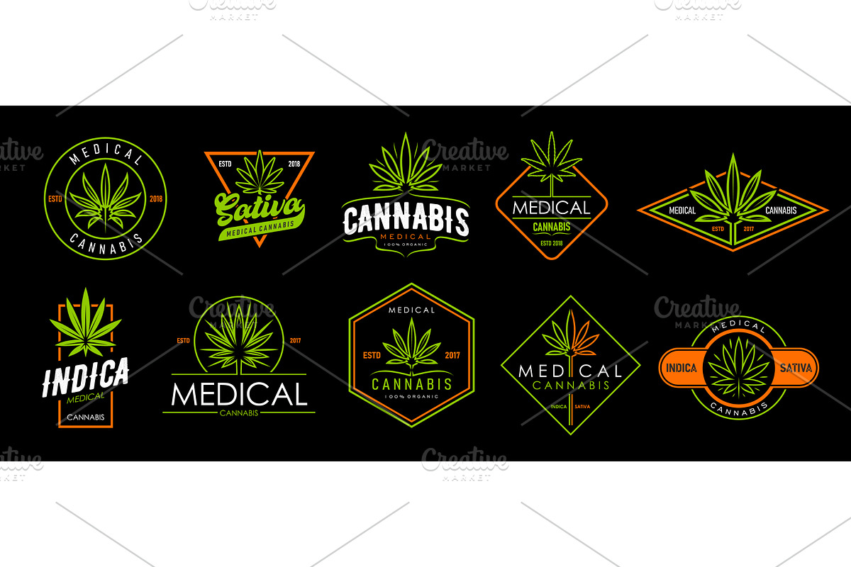 Cannabis marijuana icons, a Healthcare Illustration by Vector Tradition