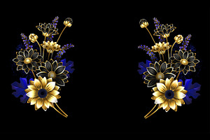 Composition of golden chrysanthemums