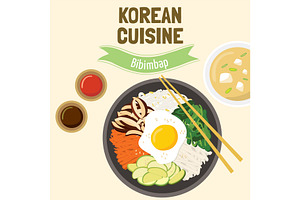 Korean Food, Bibimbap Illustration
