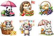 Cute Picnic Party Watercolor Animals, an Illustration by Designking (Thumbnail 3 of 4)