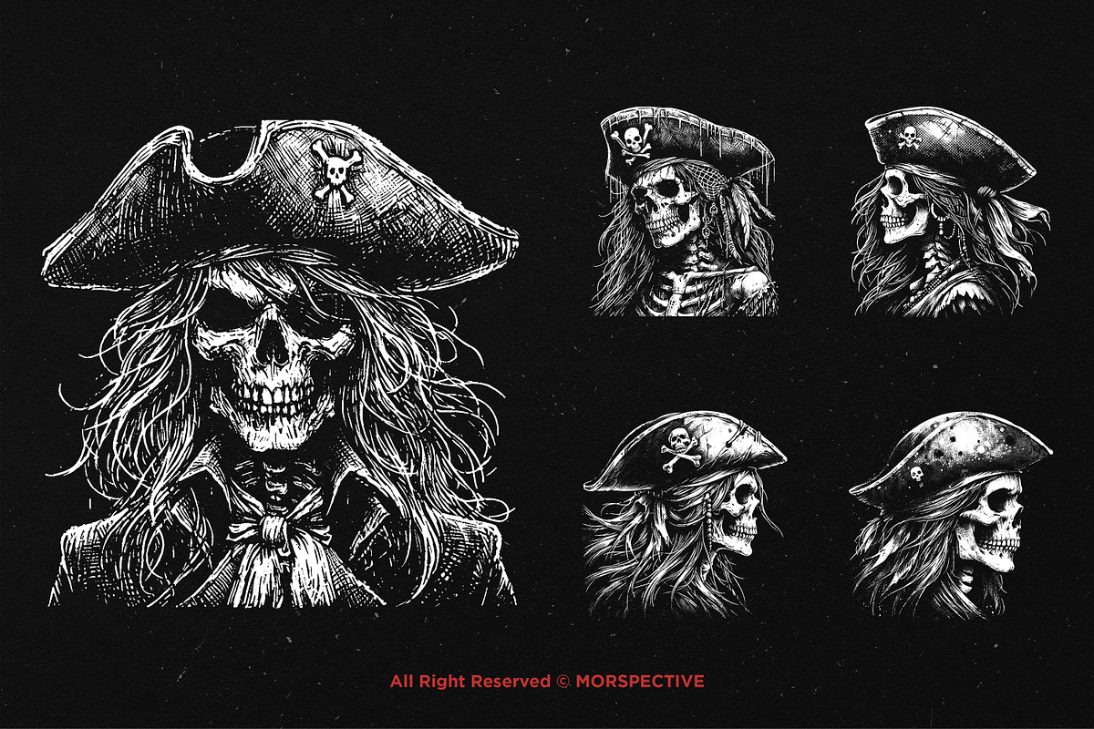 10 Bundle Dark Art Girls Pirates, an Illustration by Morspective (Photo 5 of 7)
