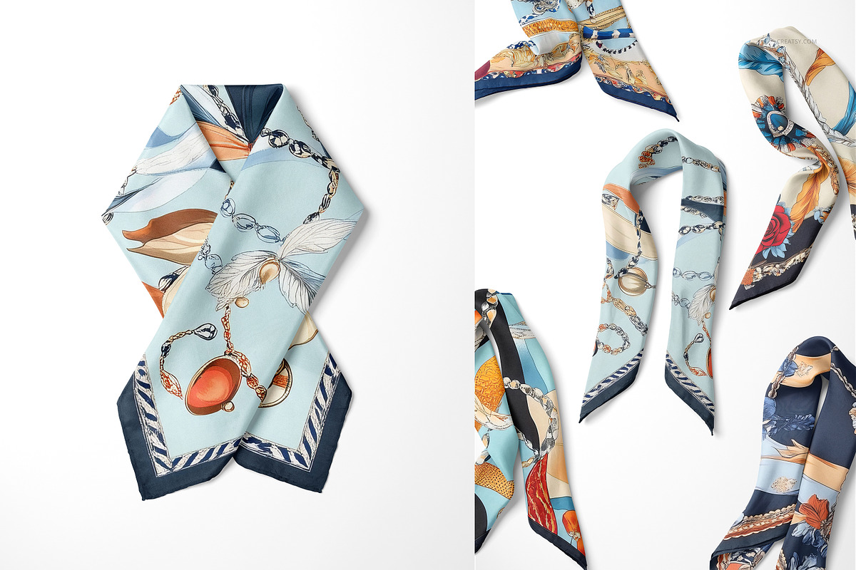 Silk Scarf Mockup Set, a Mask Mockup by Creatsy (Photo 5 of 9)