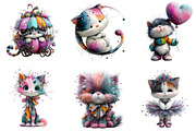 Watercolor Whimsical Cat Clipart, an Illustration by DreamArtGraphic (Thumbnail 5 of 5)