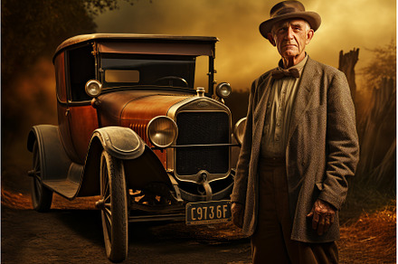 Nostalgic American man near vintage, a Transportation Photo by Ylivdesign