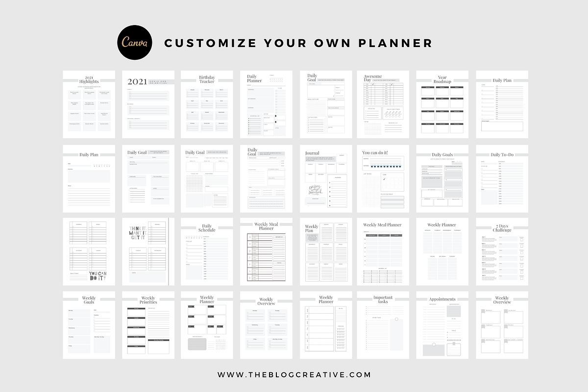 Customize your own planner template, a Templates & Theme by The Blog ...