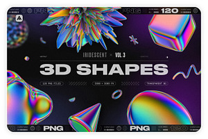 Iridescent Geometric 3D Shapes Vol.3