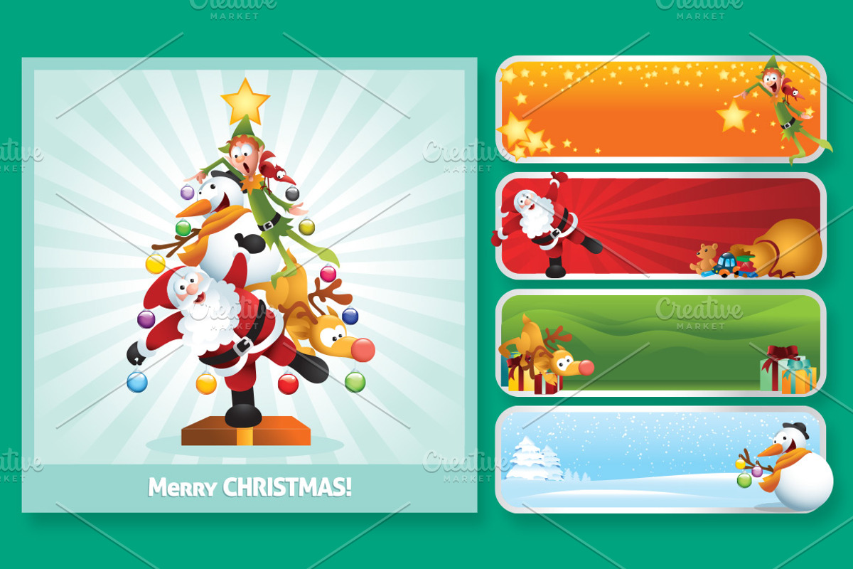 Fun Christmas Character Collage Set, an Illustration by Louis D. Wiyono (Photo 1 of 3)