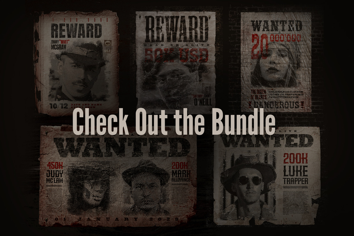 Old Wild West Wanted Poster Template, an Advertising Mockup by Giallo (Photo 5 of 14)