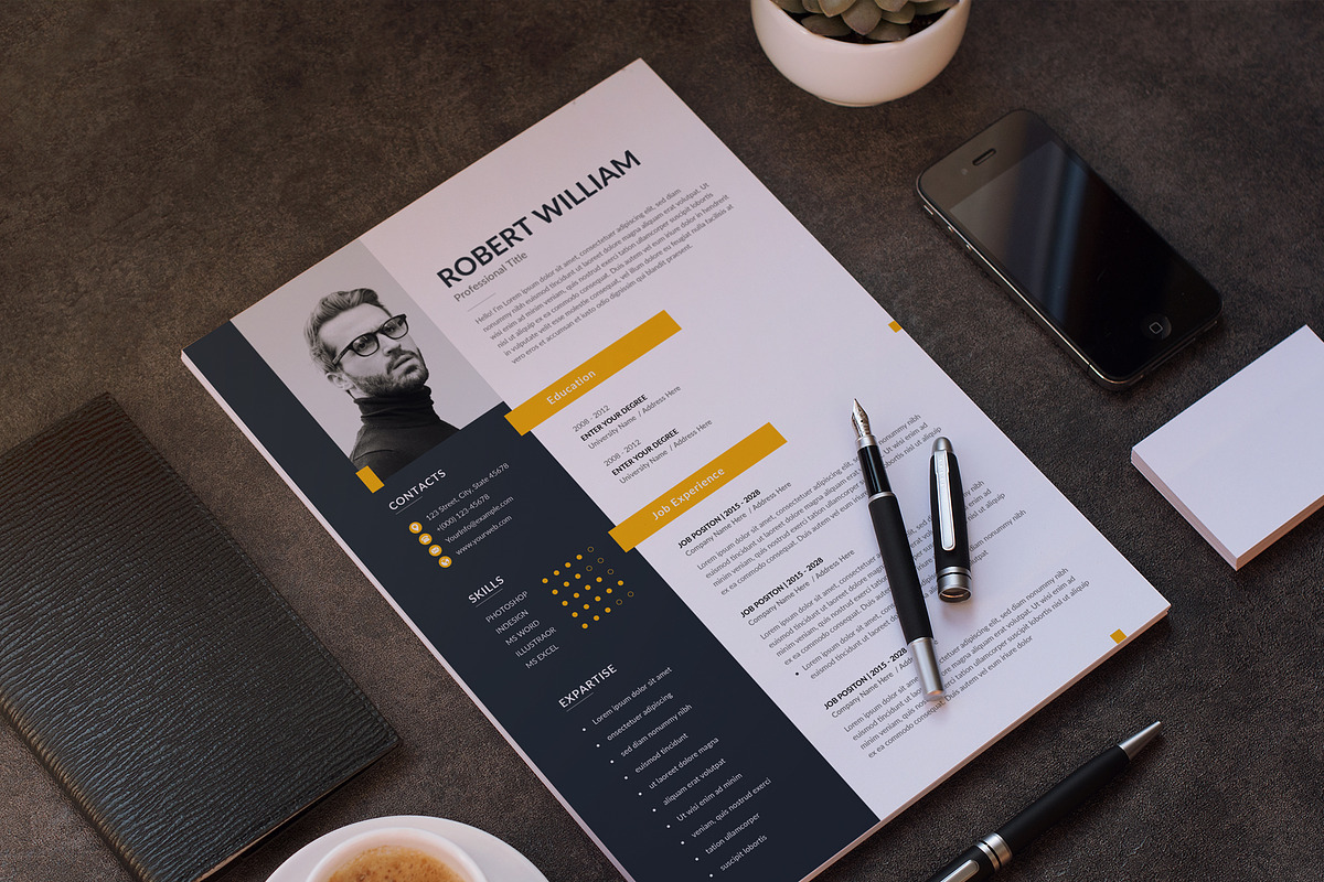 Modern Resume Template CV, a Resume Template by Aspect_Studio (Photo 3 of 3)