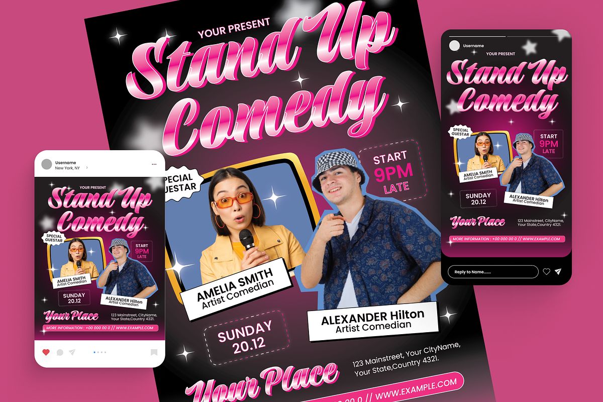 Stand Up Comedy Show Flyer Set, a Flyer Template by Annora Studio (Photo 2 of 6)