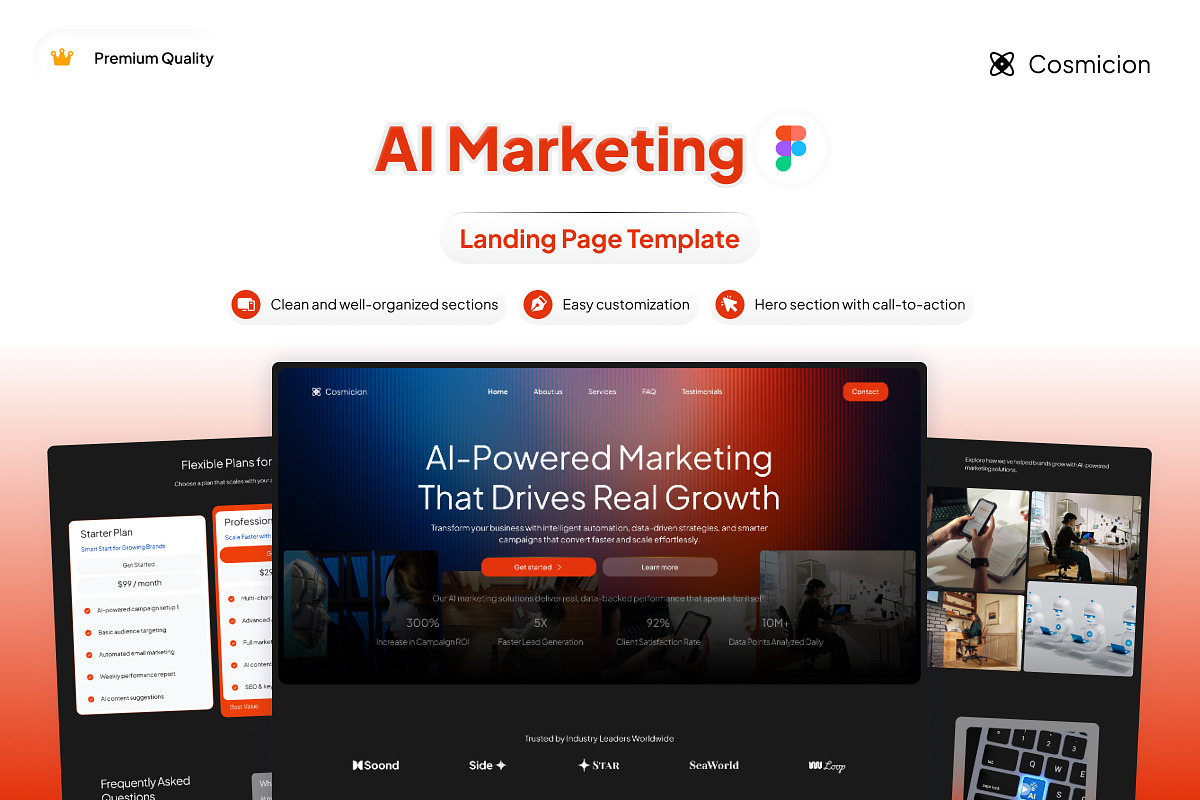 AI Marketing Landing Page, a Landing Page Template by Font Kingdom (Photo 1 of 5)