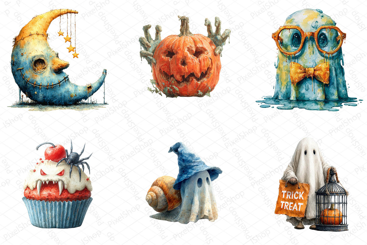 Spooky Weird Halloween Clipart, an Illustration by DreamPrint404 (Photo 5 of 5)