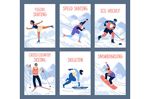 Winter Sports Cards. Ski And Skating