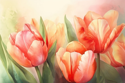 Beautiful floral set with watercolor spring tulip flowers. Spring concept. Gene, a Photo by José Manuel Gelpi