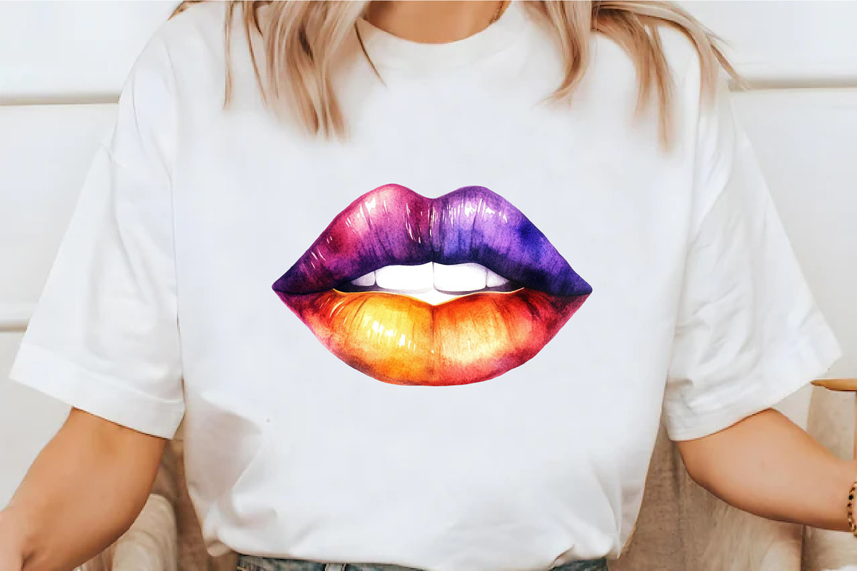 Watercolor Mardi Gras Lips Clipart, an Illustration by designcity5 (Photo 4 of 5)