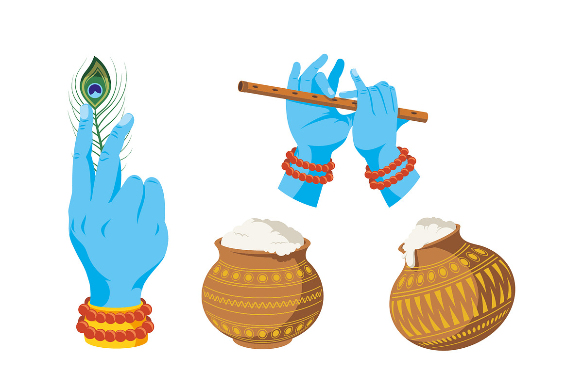 Colorful Janmashtami Illustration Se preview 3
